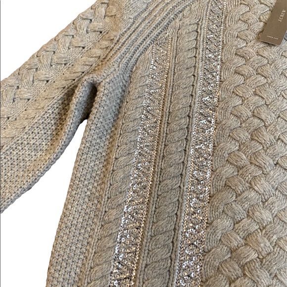 J. Crew Cable-Knit Sequin Sweater - Picture 3 of 4